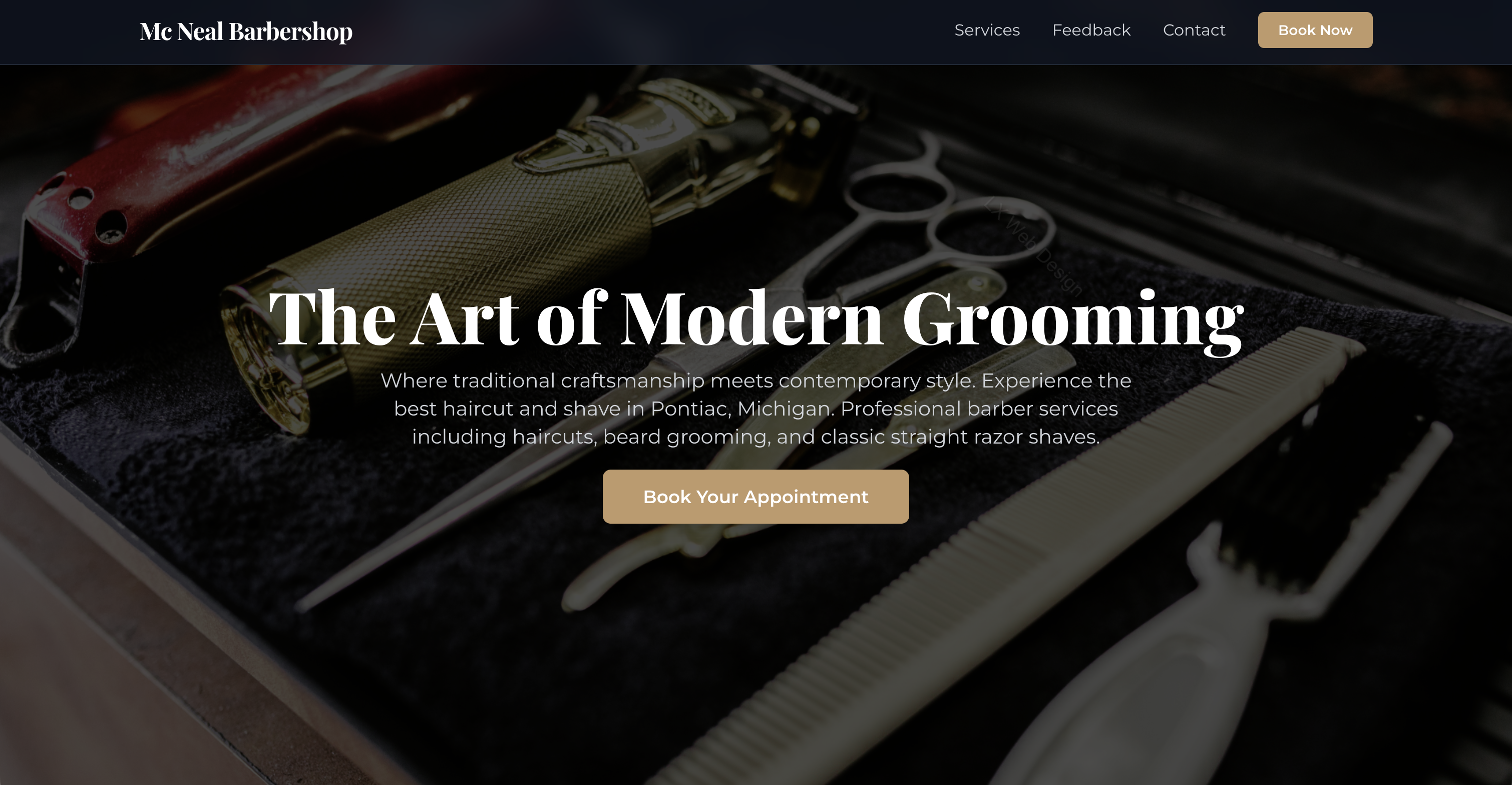 Mc Neal Barbershop website - Modern barbershop website design by LX Web Design